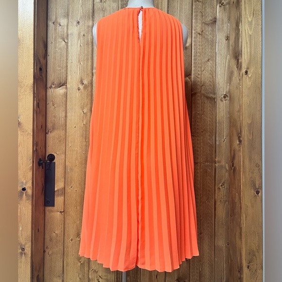 NWT Banana Republic 4 Colorful Orange Sleeveless Pleated Summer Dress Party - Picture 7 of 10